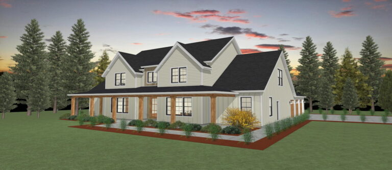 Elevation 3D rendering of a custom home from Design NW