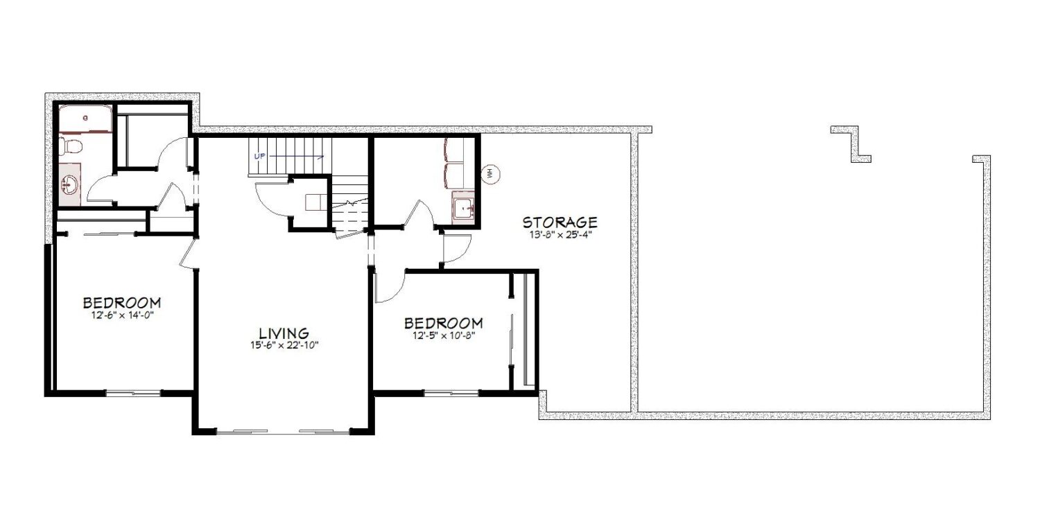 Basement floor plan view of a custom home from Design NW