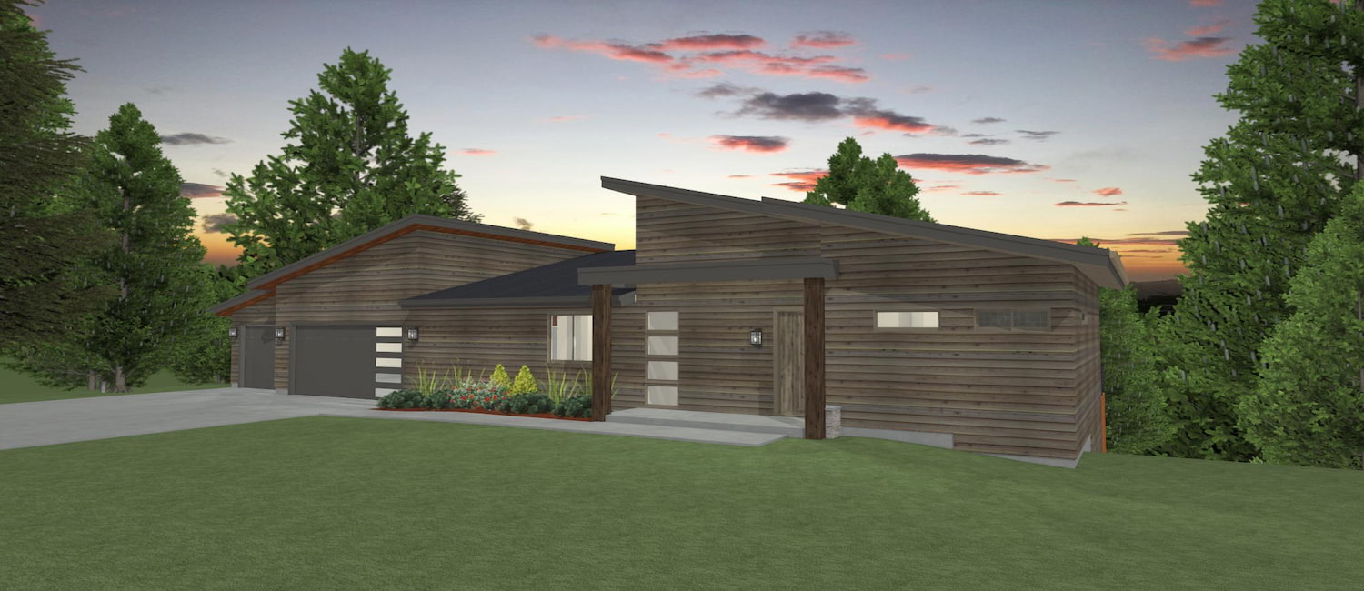 Elevation 3D rendering of a custom home from Design NW