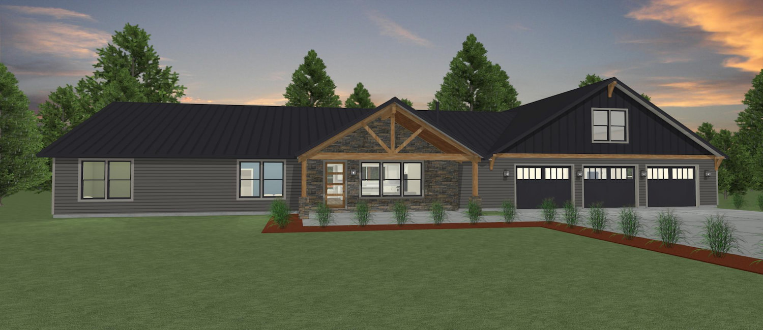 Elevation 3D rendering of a custom home from Design NW