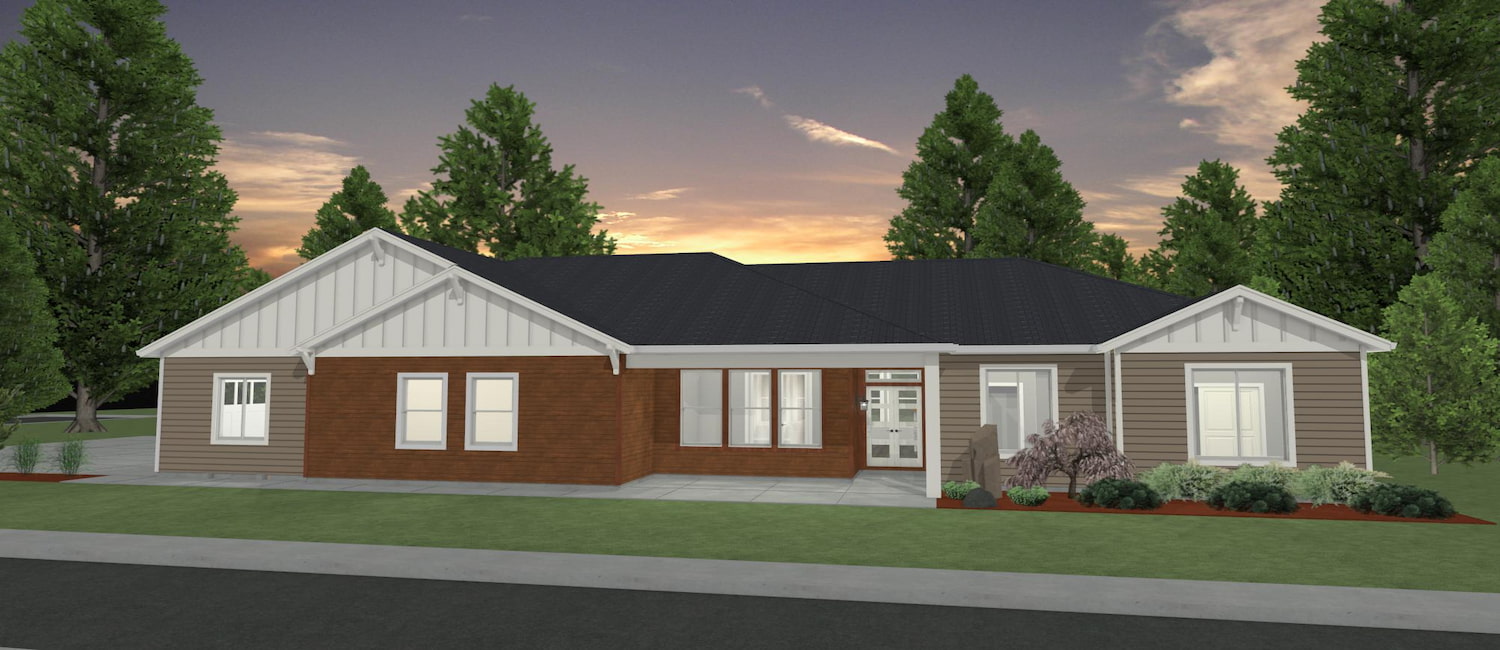 Elevation 3D rendering of a custom home from Design NW