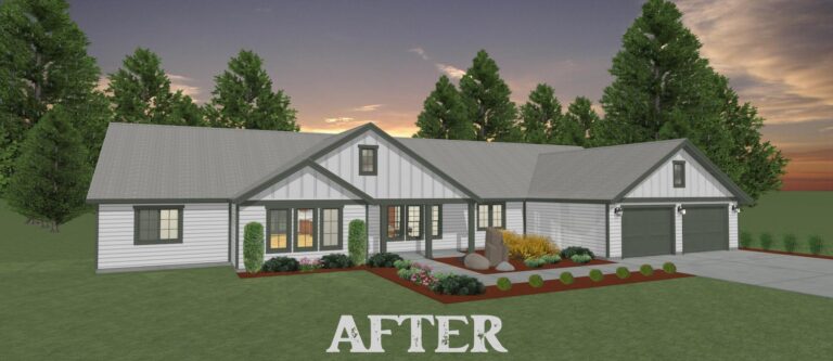 Elevation 3D rendering of a custom remodel home from Design NW