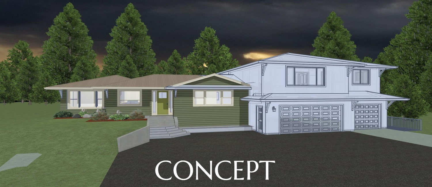 Elevation 3D rendering concept of a custom remodel from Design NW