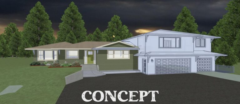 Elevation 3D rendering concept of a custom remodel from Design NW