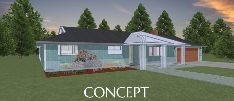 3D rendering elevation concept view of a custom remodel from Design NW