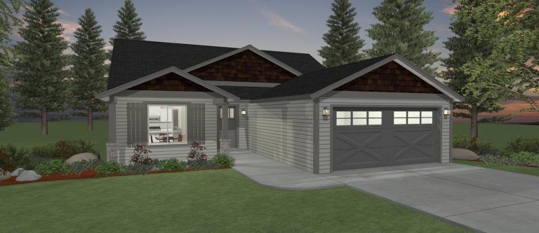 Elevation 3D rendering of a custom home from Design NW