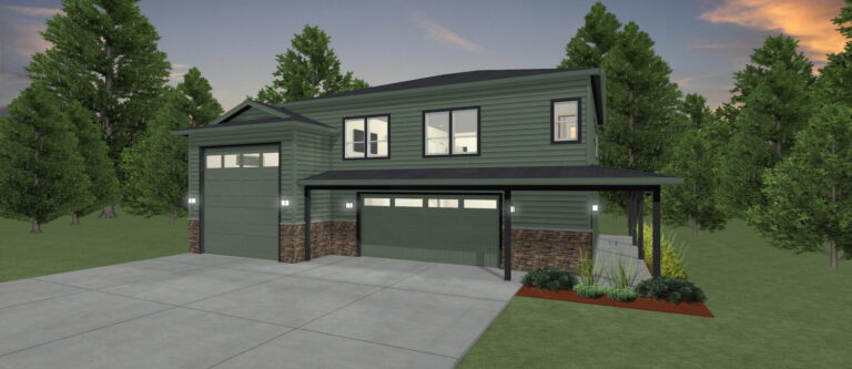 Elevation 3D rendering of a custom home from Design NW