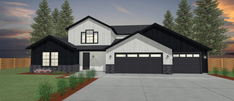 Elevation 3D rendering of a custom home from Design NW